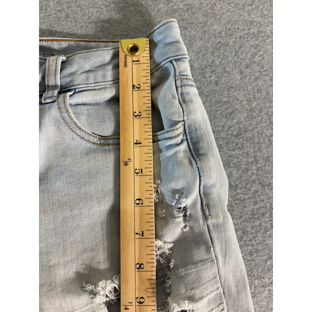 American‎ Eagle Super Stretch Distressed Denim Shorts Light Wash Size 6 Long